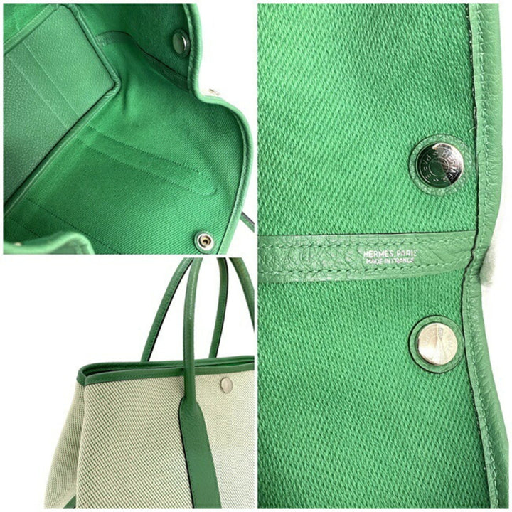 Top quality Hermes handbag garden TPM green toile ash country canvas leather P stamp made in 2012 Top quality Hermes tote bag ladies