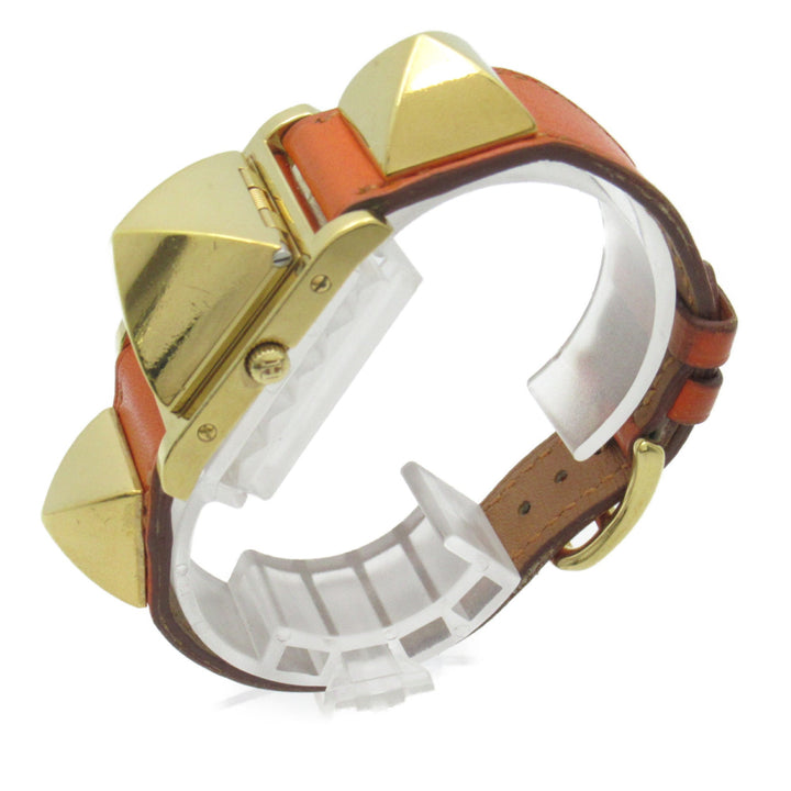 Top quality Hermes Medor Wrist Watch watch Wrist Watch ME1.201 Quartz White Gold Plated Leather belt