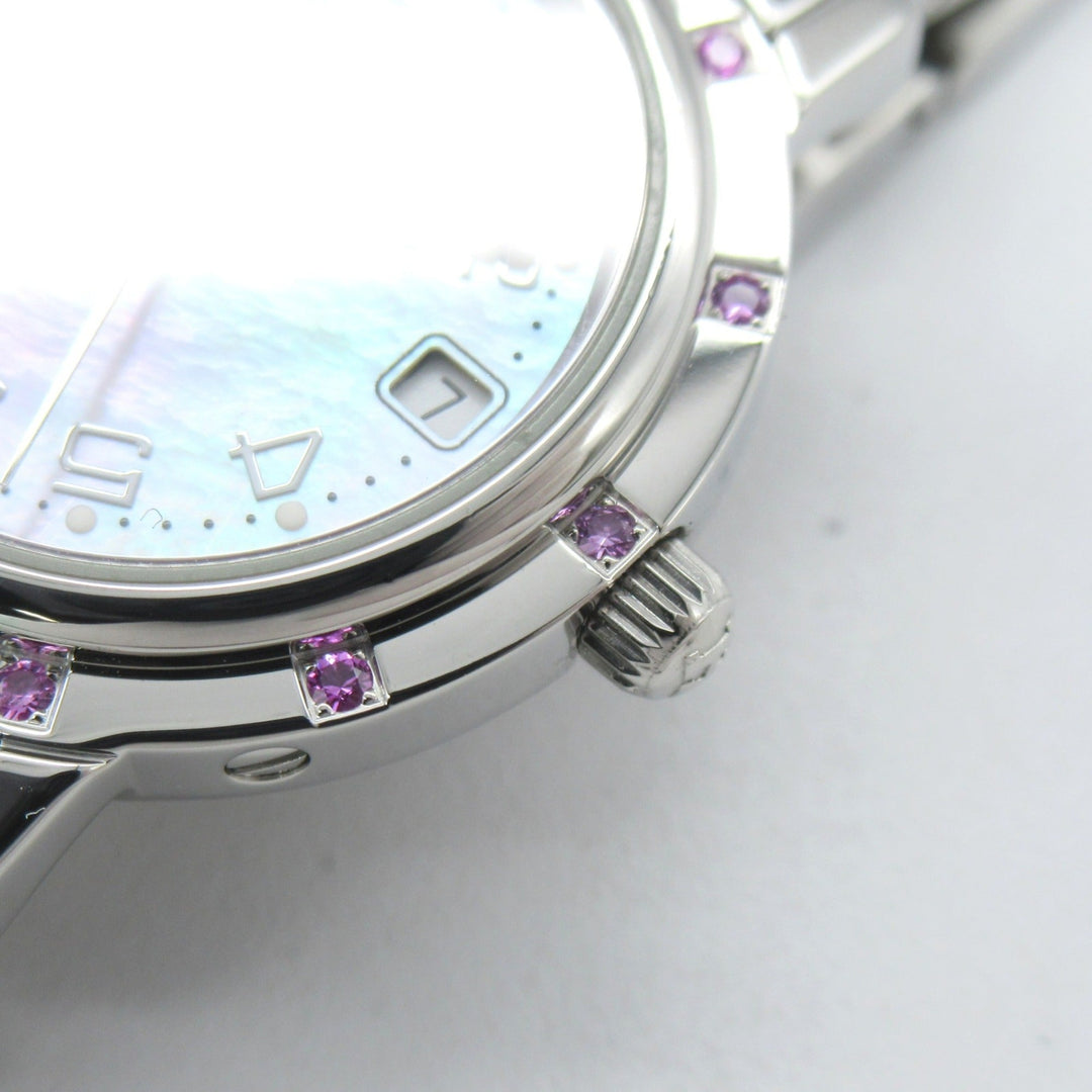 Premium Handmade Hermes Clipper Nacre 12P Pink Sapphire Wrist Watch Wrist Watch CL4.231 Quartz Pink Pink shell Stainless Steel Pink s
