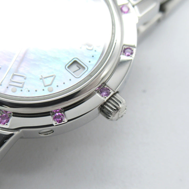 Premium Handmade Hermes Clipper Nacre 12P Pink Sapphire Wrist Watch Wrist Watch CL4.231 Quartz Pink Pink shell Stainless Steel Pink s