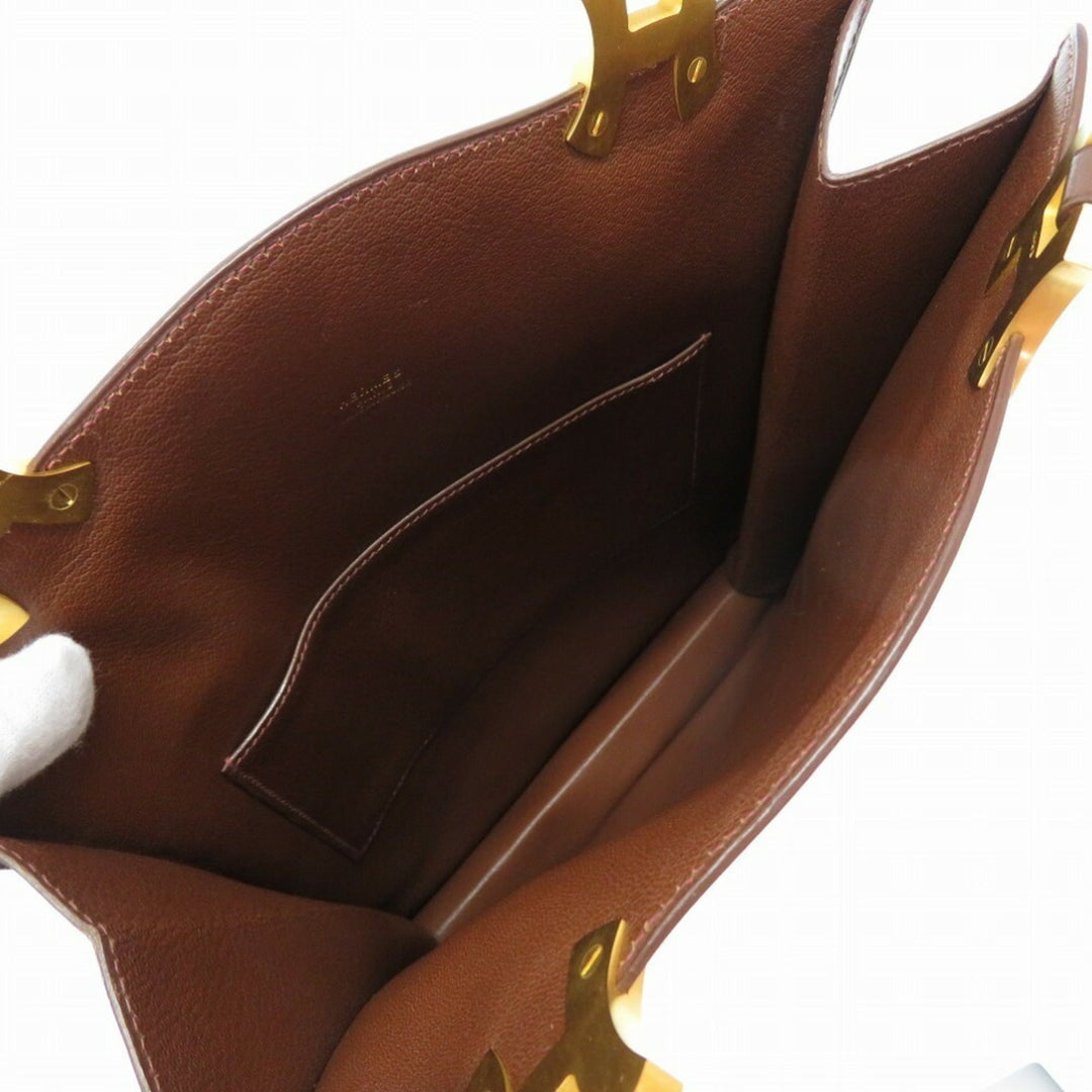 Top quality Hermes Tree Box Calf Tote Bag Brown  B Engraved 0074Top quality Hermes