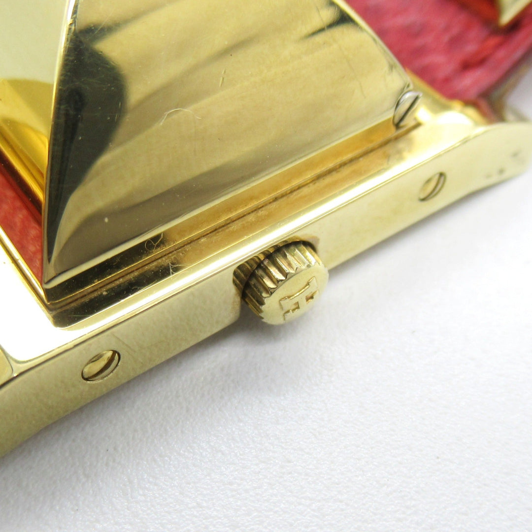Top quality Hermes Medor Wrist Watch watch Wrist Watch ME1.201 Quartz White Gold Plated Stainless Steel Leather belt
