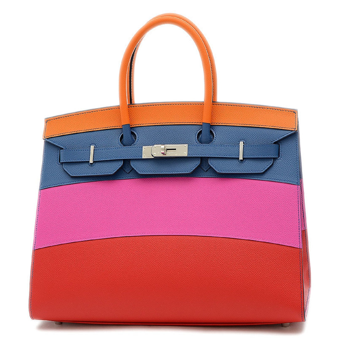 Hermes Birkin 35 Rainbow Apricot Blue Agat Magnolia Rouge Kazak Handbag