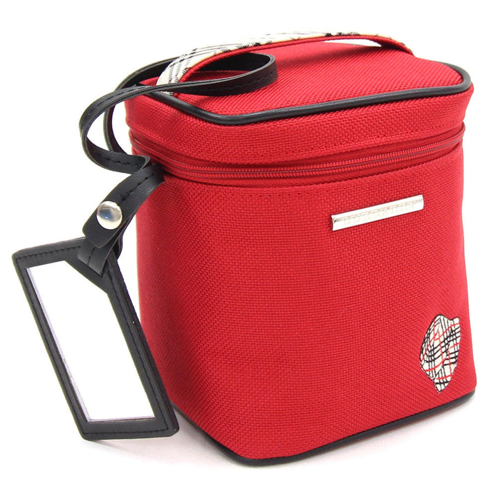 Burberry Vanity Bag Red Canvas Women's Handbag Pouch Embroidery BURBERRY