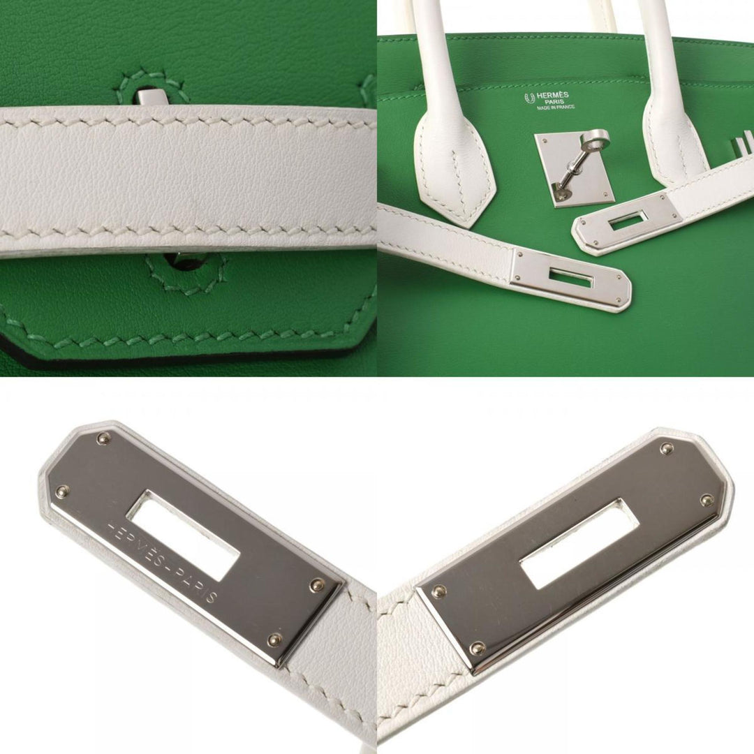 Premium Handmade Hermes Birkin 30 SP Ordered Initial Bamboo Palladium Metal Fittings O Engraved (around 2011) Ladies Swift Handbag