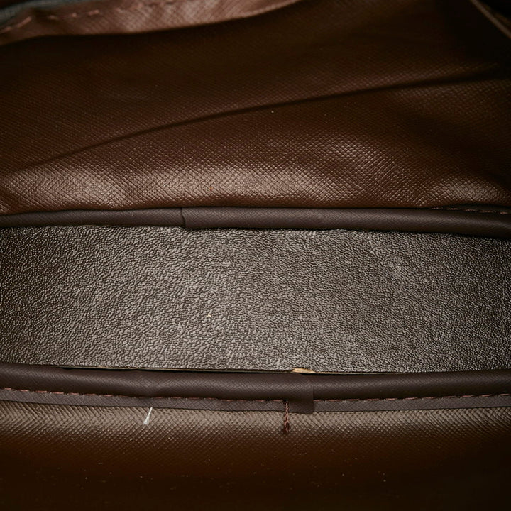 Burberry Check Clutch Bag Second Khaki Brown Canvas Leather Ladies BURBERRY