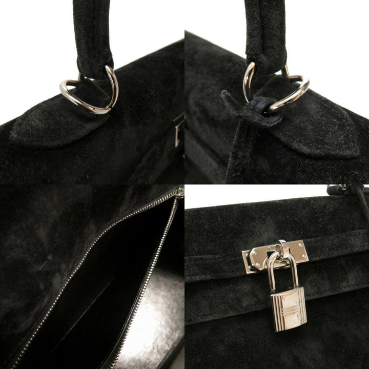 Hermes Kelly 25 Dobris Black  H Engraved Handbag Bag 0034 HERMES