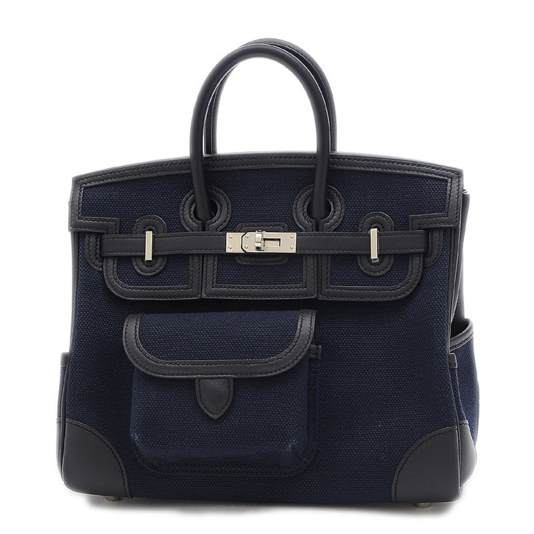 Top quality Hermes Birkin 25 Cargo Handbag Wargo Elan/Swift Blue Marine Silver Hardware Z Engraved