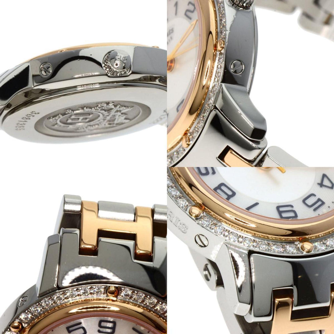 Top quality Hermes CP1.222 Clipper Bezel Diamond Watch Stainless Steel/PGPxSS/Diamond Women's
