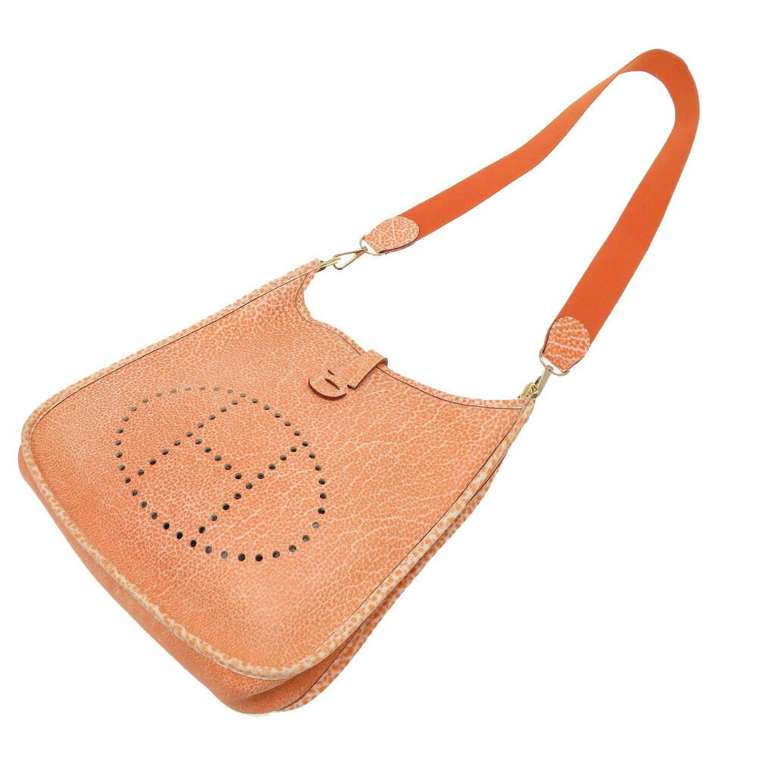 Top quality Hermes Evelyn PM Buffle Skipper Orange  F Engraved Shoulder Bag
