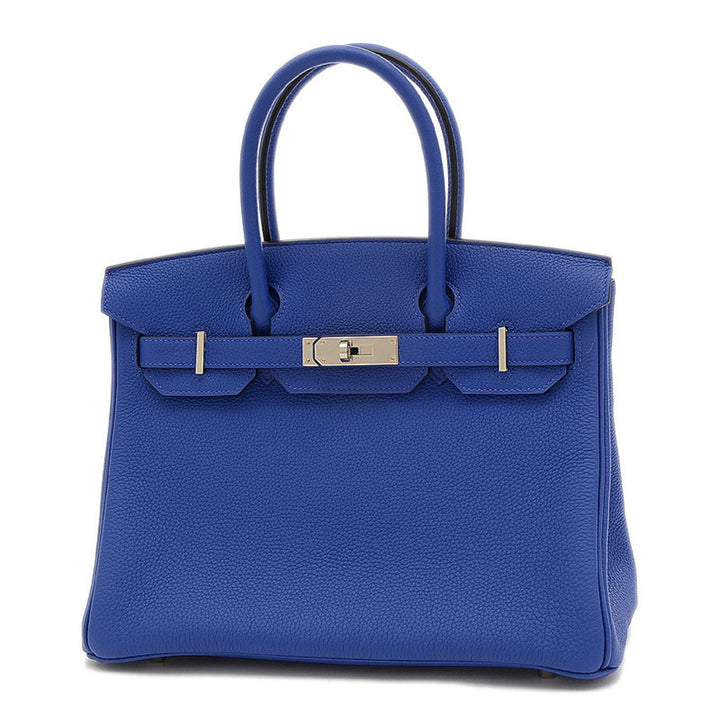 Premium Handmade Hermes Birkin 30 Togo Blue Electric D Engraved Handbag