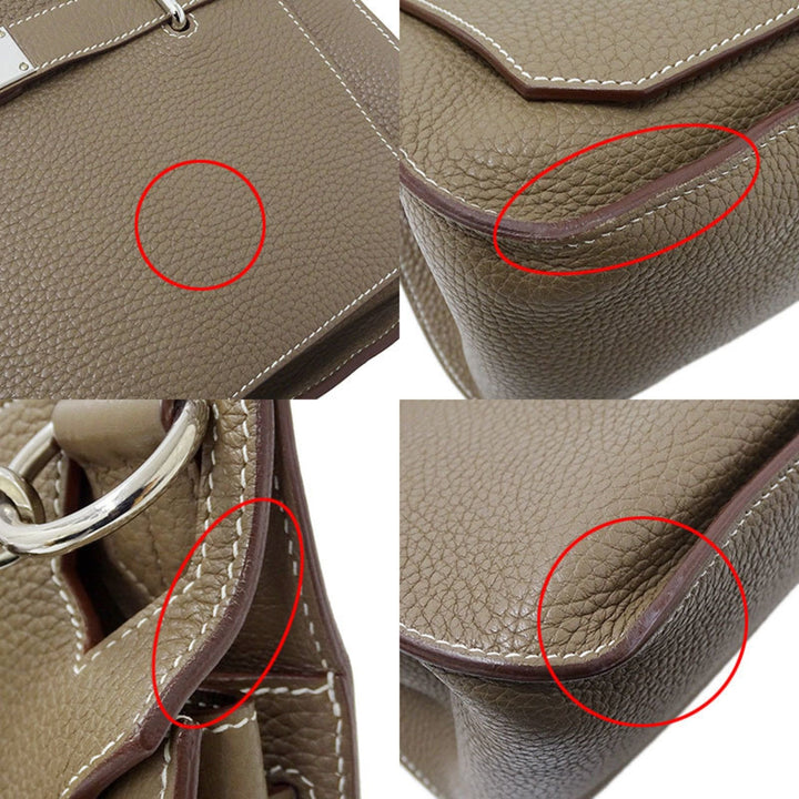Top quality Hermes Bag Women's Shoulder Gypsier 34 Taurillon Clemence Etup Greige T Engraved