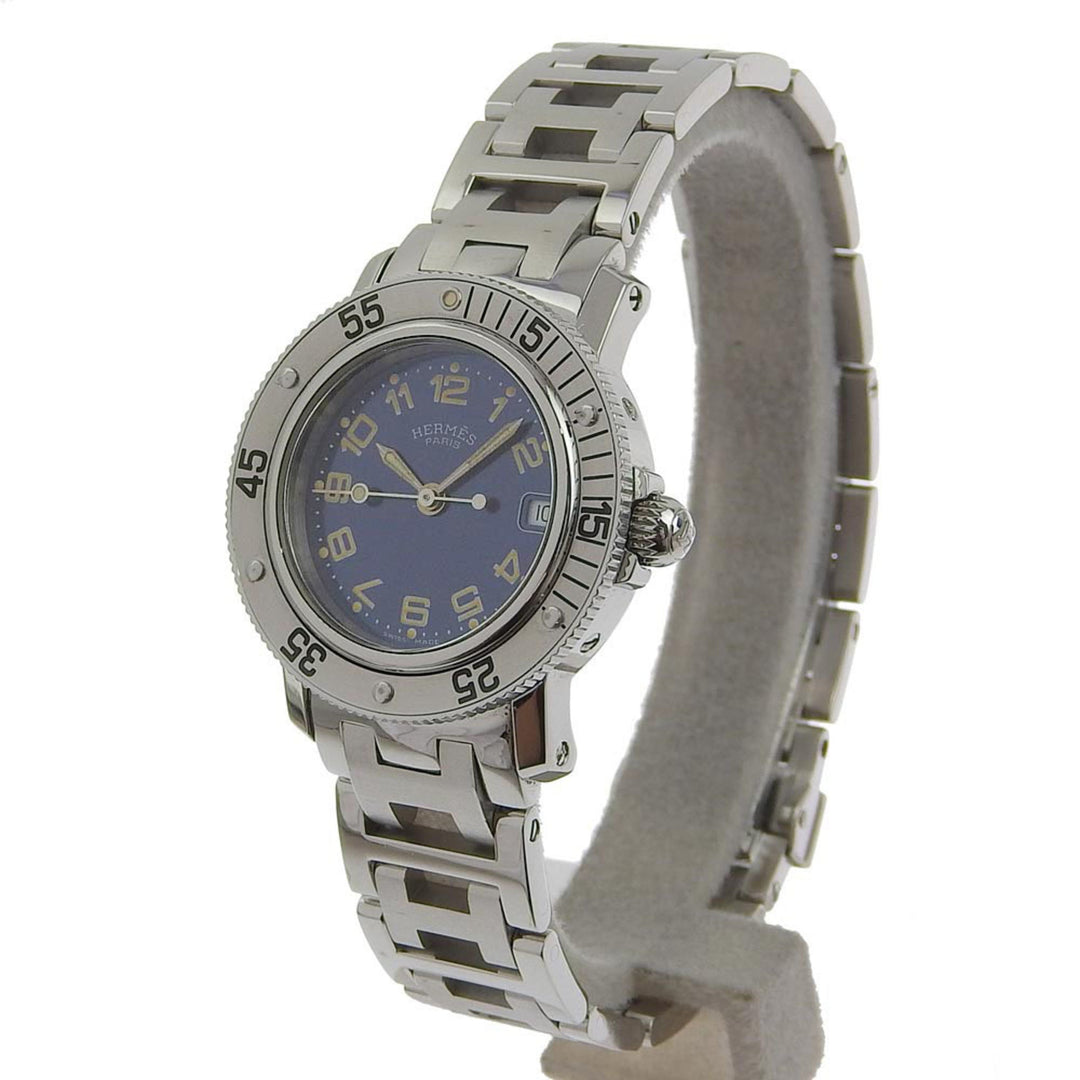 Top quality Hermes Clipper Watch Diver CL5.210 Stainless Steel Silver Quartz Analog Display Ladies Navy Dial