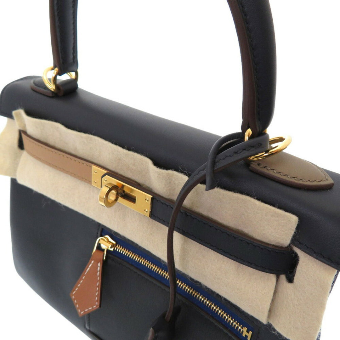 Top quality Hermes Kelly 25 Colormatic Swift Blue/Black/Chai/Etoupe/Gold U Engraved () Handbag