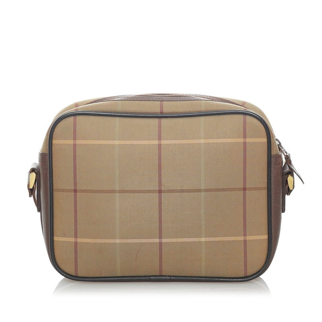 Burberry check shoulder bag khaki brown canvas leather Lady's BURBERRY