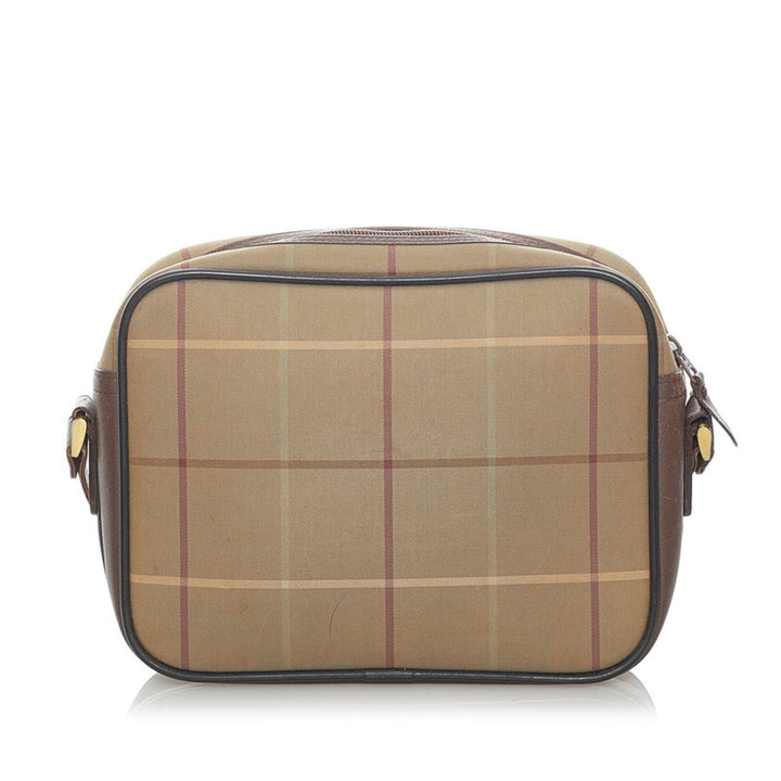 Burberry check shoulder bag khaki brown canvas leather Lady's BURBERRY