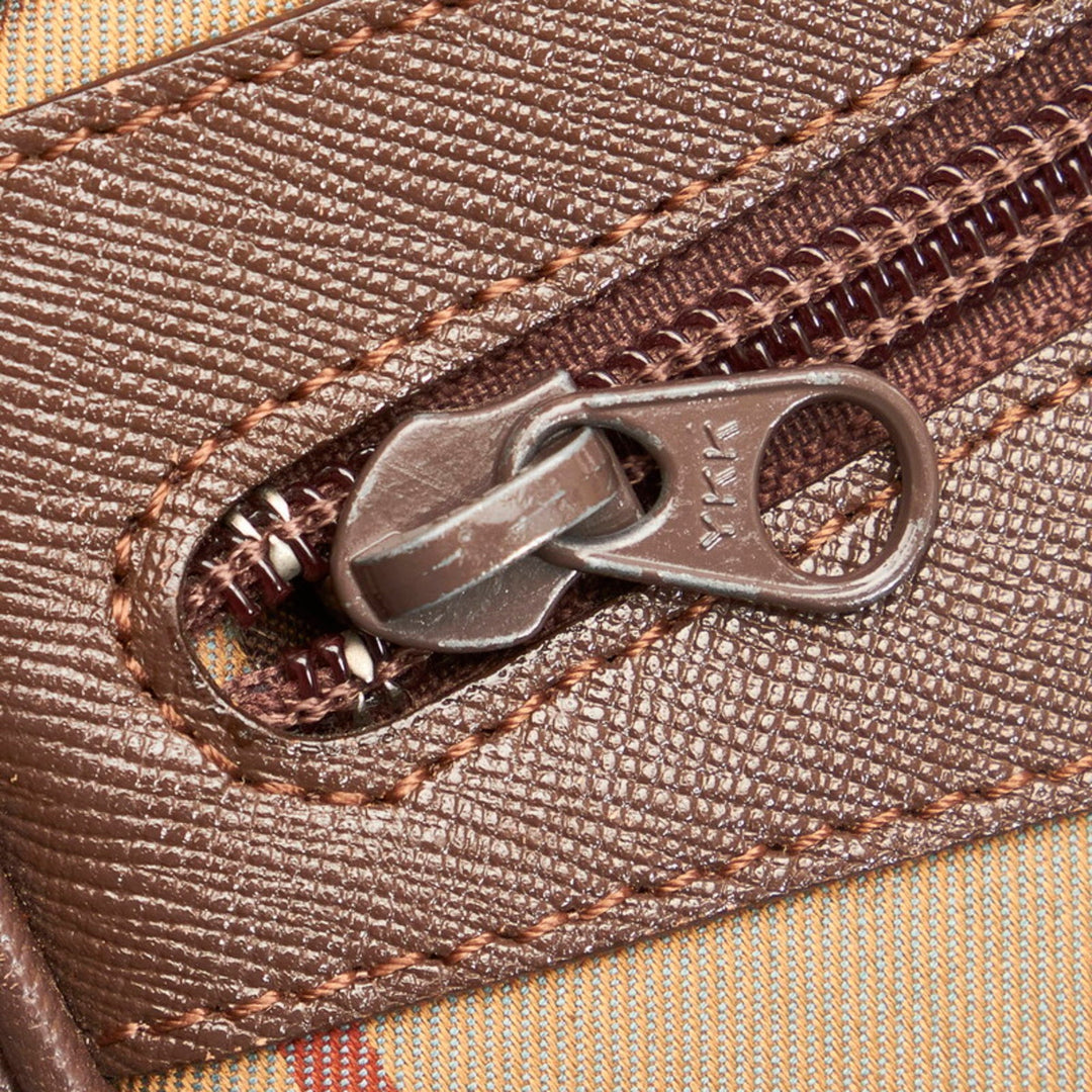 Burberry check shoulder bag khaki brown canvas leather Lady's BURBERRY