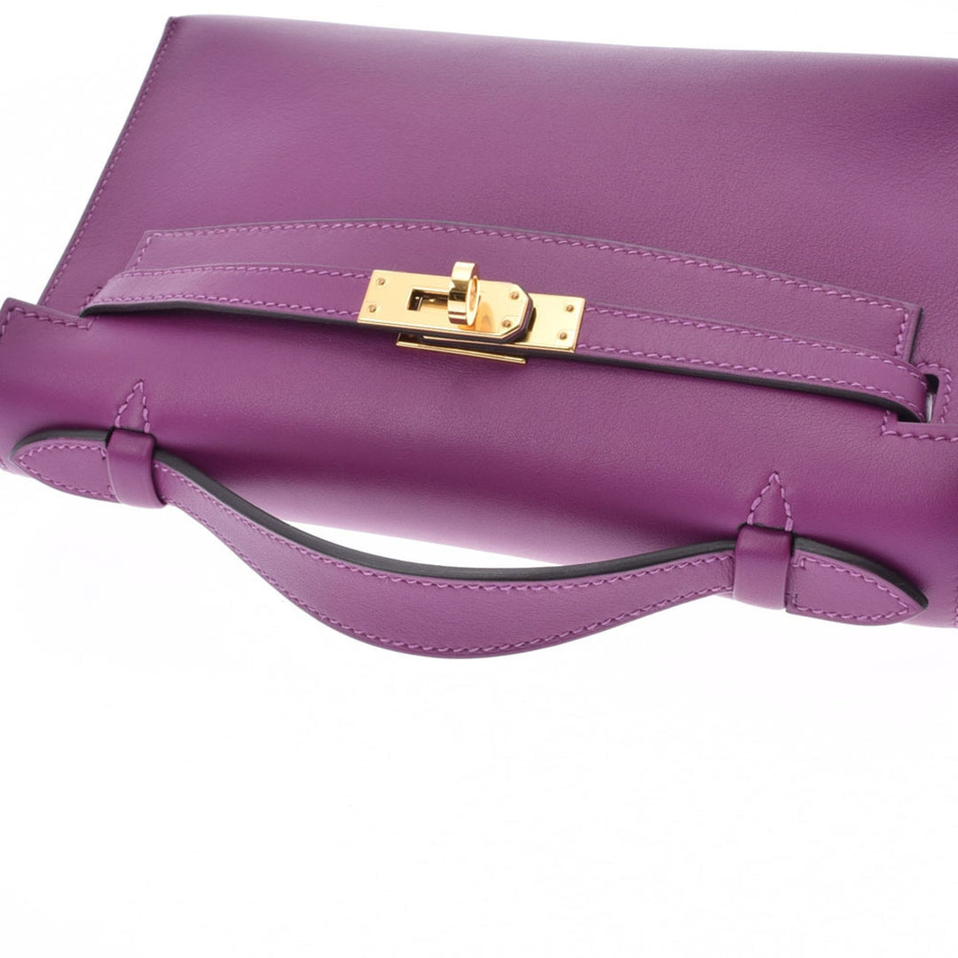 Top quality Hermes Pochette Kelly Anemone Y Engraved (around 2020) Ladies Swift Handbag
