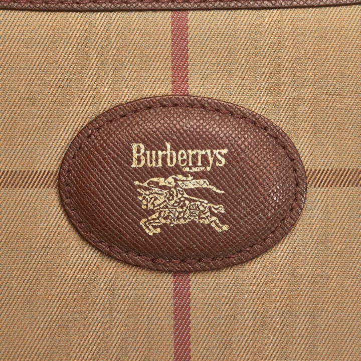 Burberry check shoulder bag khaki brown canvas leather Lady's BURBERRY