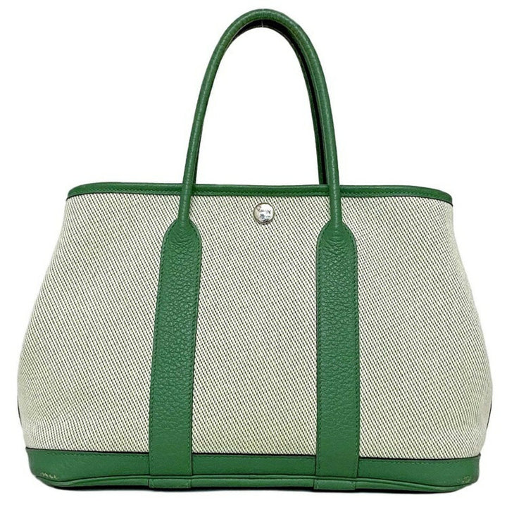 Top quality Hermes handbag garden TPM green toile ash country canvas leather P stamp made in 2012 Top quality Hermes tote bag ladies