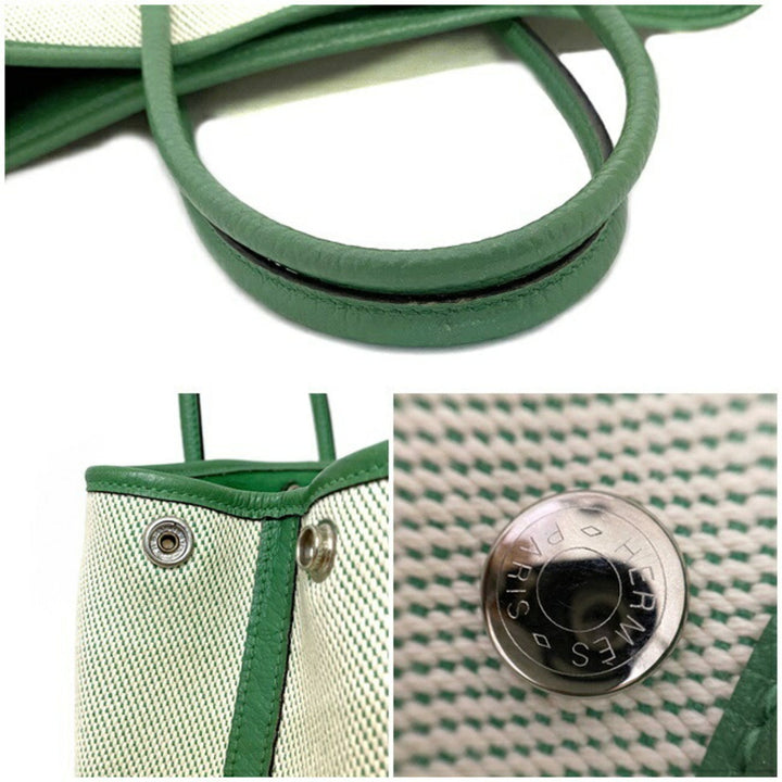 Top quality Hermes handbag garden TPM green toile ash country canvas leather P stamp made in 2012 Top quality Hermes tote bag ladies