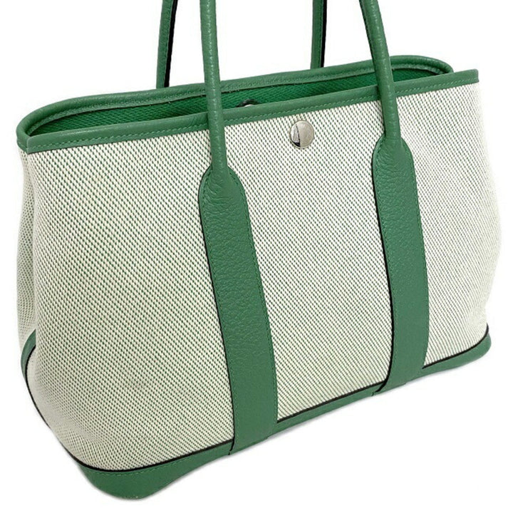 Top quality Hermes handbag garden TPM green toile ash country canvas leather P stamp made in 2012 Top quality Hermes tote bag ladies