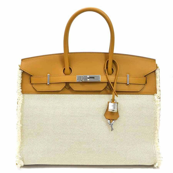 Top quality Hermes Handbag Birkin Frey 35 Sesame Vaux Swift x Twill Ash Top quality Hermes Ladies