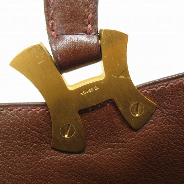 Top quality Hermes Tree Box Calf Tote Bag Brown  B Engraved 0074Top quality Hermes