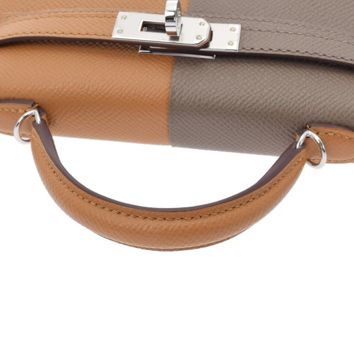 Top quality Hermes Mini Kelly 2 20 Shoulder Etoupe/Sesame Palladium Metal Fittings Z Engraved (around 2021) Women's Vaux Epsom Handbag