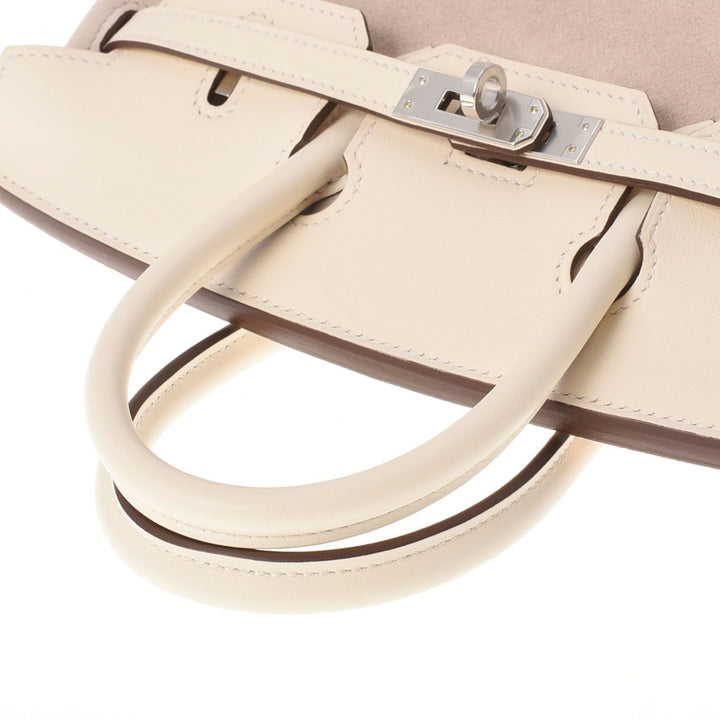 Top quality Hermes Birkin 25 Nata/Glycine U Engraved (around 2022) Ladies Swift Grizzly Handbag