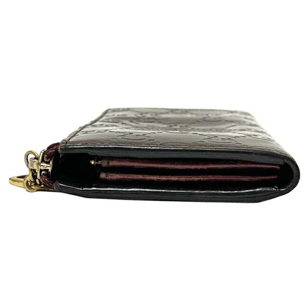 Gucci Long Wallet Brown Shima 295671 Patent Leather GUCCI GG Interlocking Heart Enamel Women's Charm