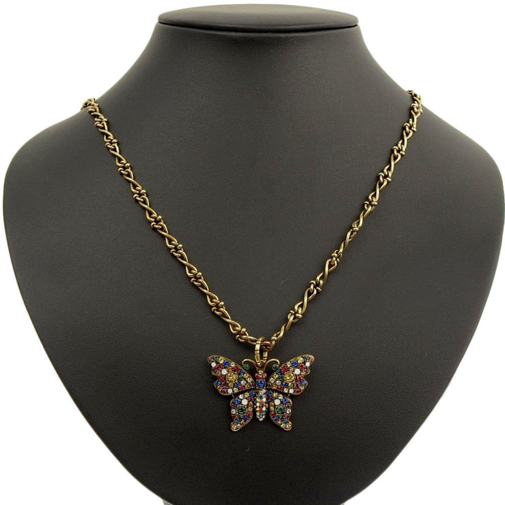 Gucci GG Marmont butterfly long necklace multicolor aging gold 553290
