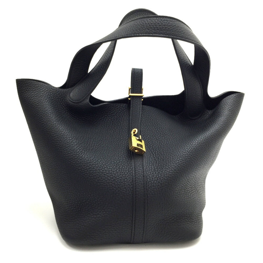 Hermes Handbag Picotin Lock MM C Engraved Made in 2018 Taurillon Clemence Black Women's HERMES