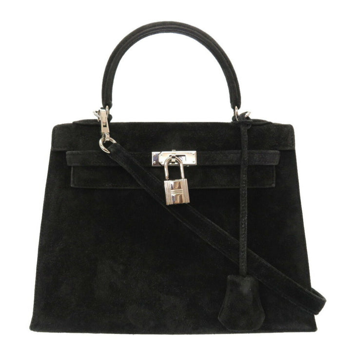Hermes Kelly 25 Dobris Black  H Engraved Handbag Bag 0034 HERMES