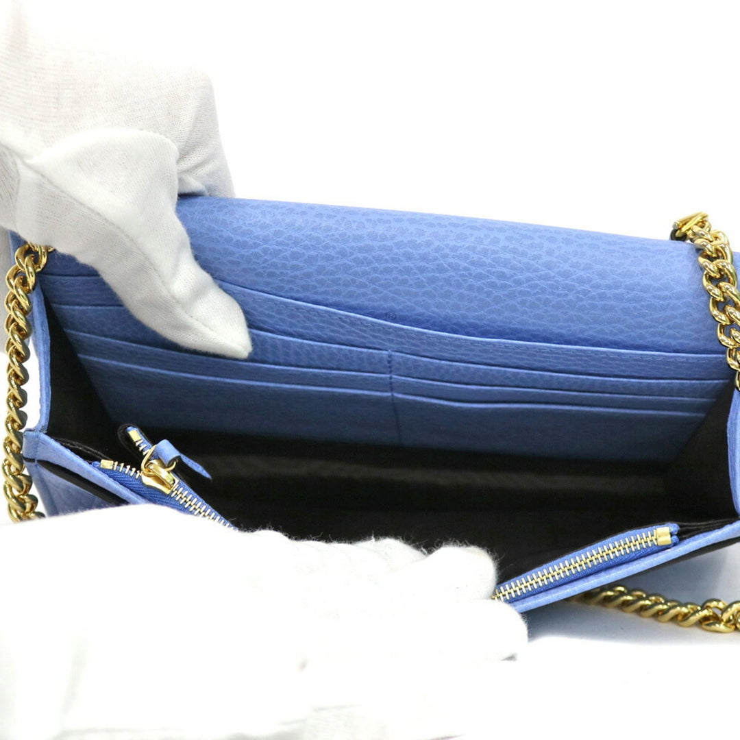 Gucci Shoulder Bag Marmont Chain Blue Ladies