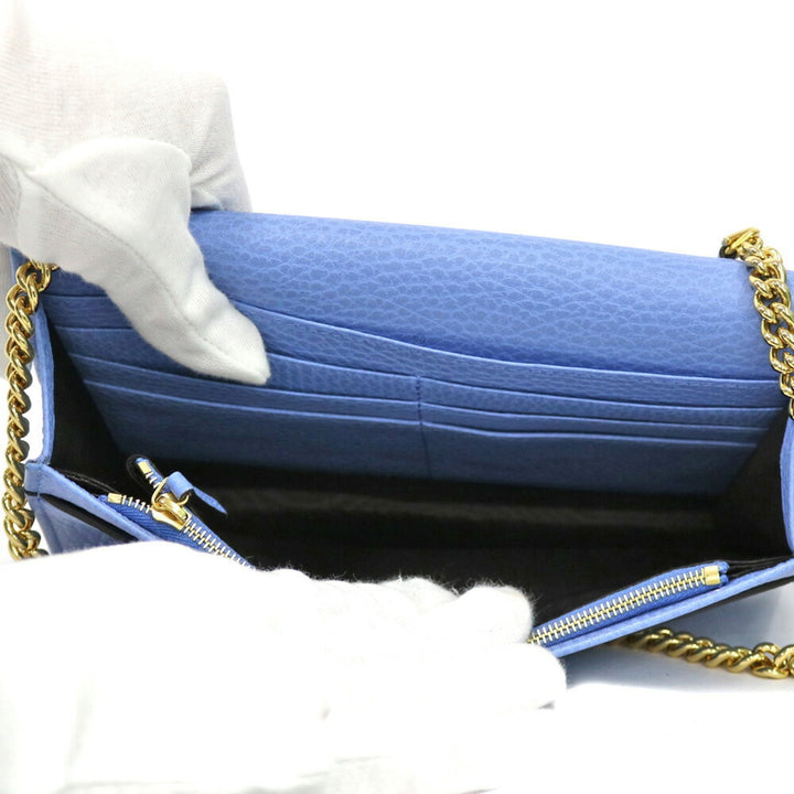 Gucci Shoulder Bag Marmont Chain Blue Ladies