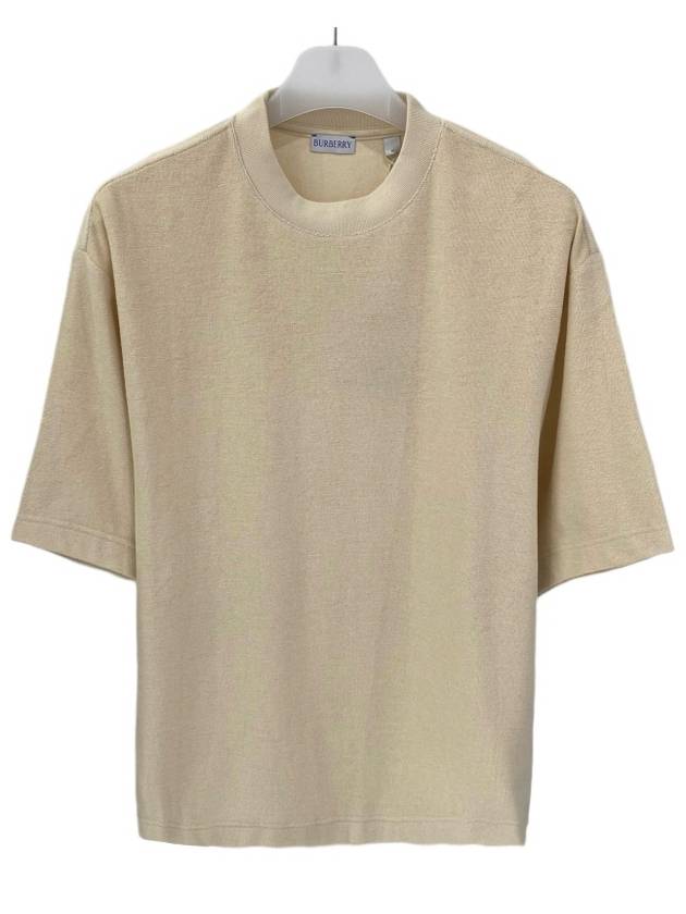 Burberry Logo Jacquard Towel-Finish Short-Sleeve T-Shirt Beige