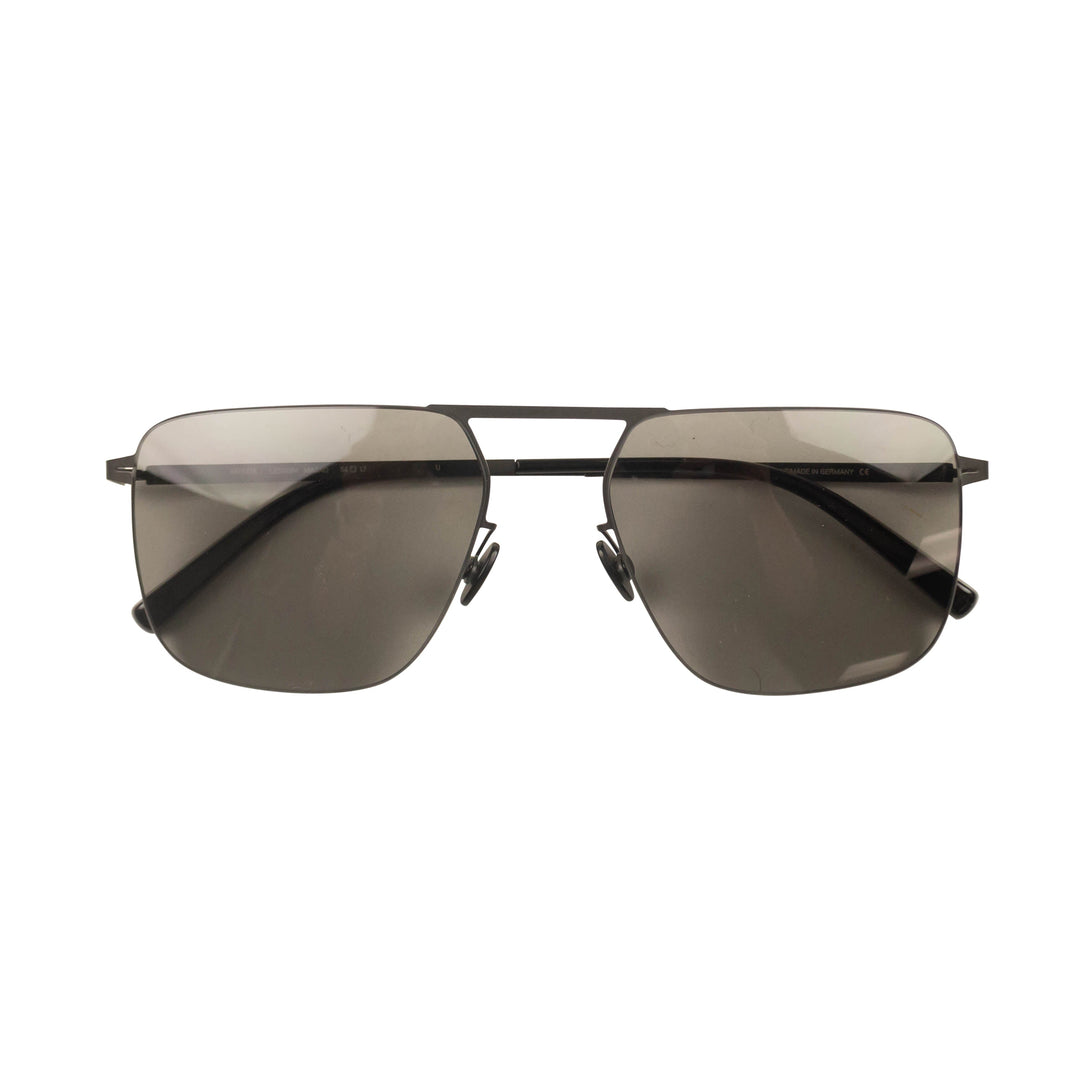 REINE OLGA Black Olga Masao Square Wire Sunglasses