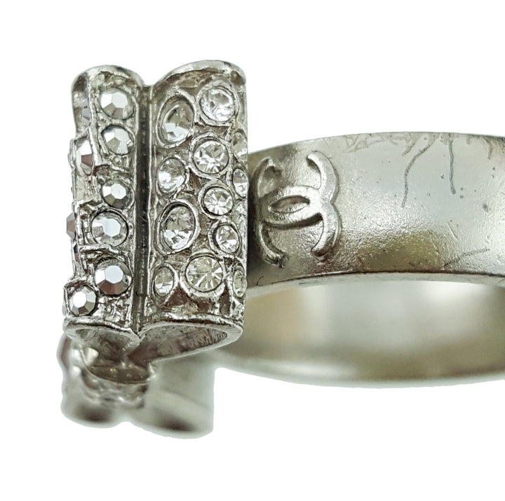 Chanel Silver Finish Bow Ring 7