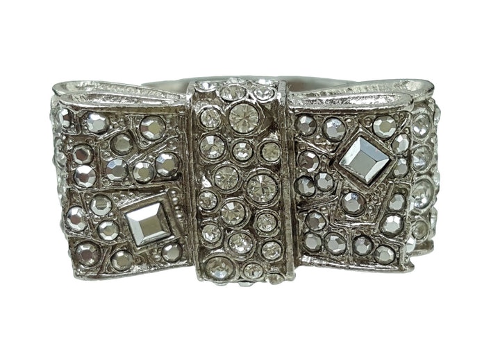 Chanel Silver Finish Bow Ring 7