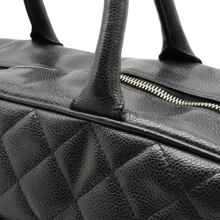 Top Quality Chanel Mattress Cocomark Handbag Mini Boston Bag Caviar Skin Leather Black Black Gold  A20997