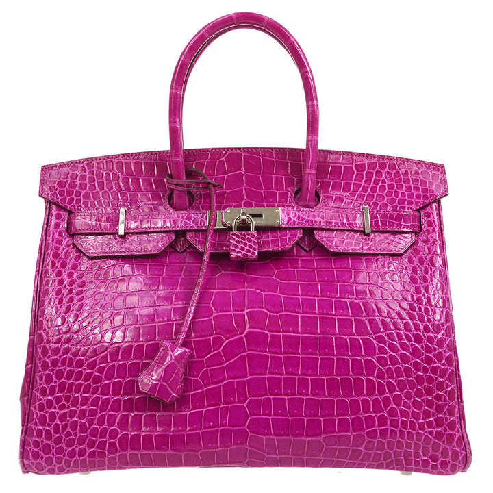 Hermes * 2012 BIRKIN 35 Porosus Lisse Rose scheherazade