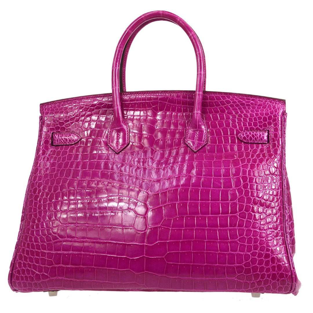Hermes * 2012 BIRKIN 35 Porosus Lisse Rose scheherazade