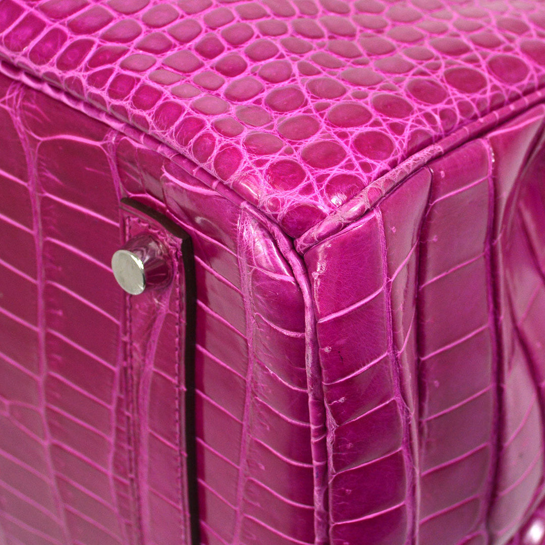 Hermes * 2012 BIRKIN 35 Porosus Lisse Rose scheherazade