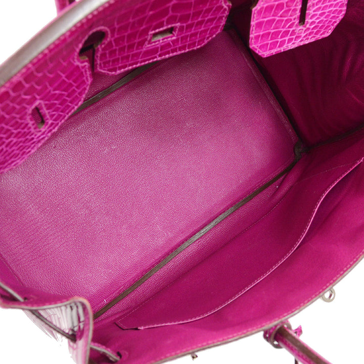 Hermes * 2012 BIRKIN 35 Porosus Lisse Rose scheherazade