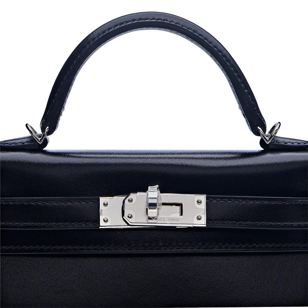 Top quality Hermes Kelly II Sellier Mini 89 Noir Box Leather