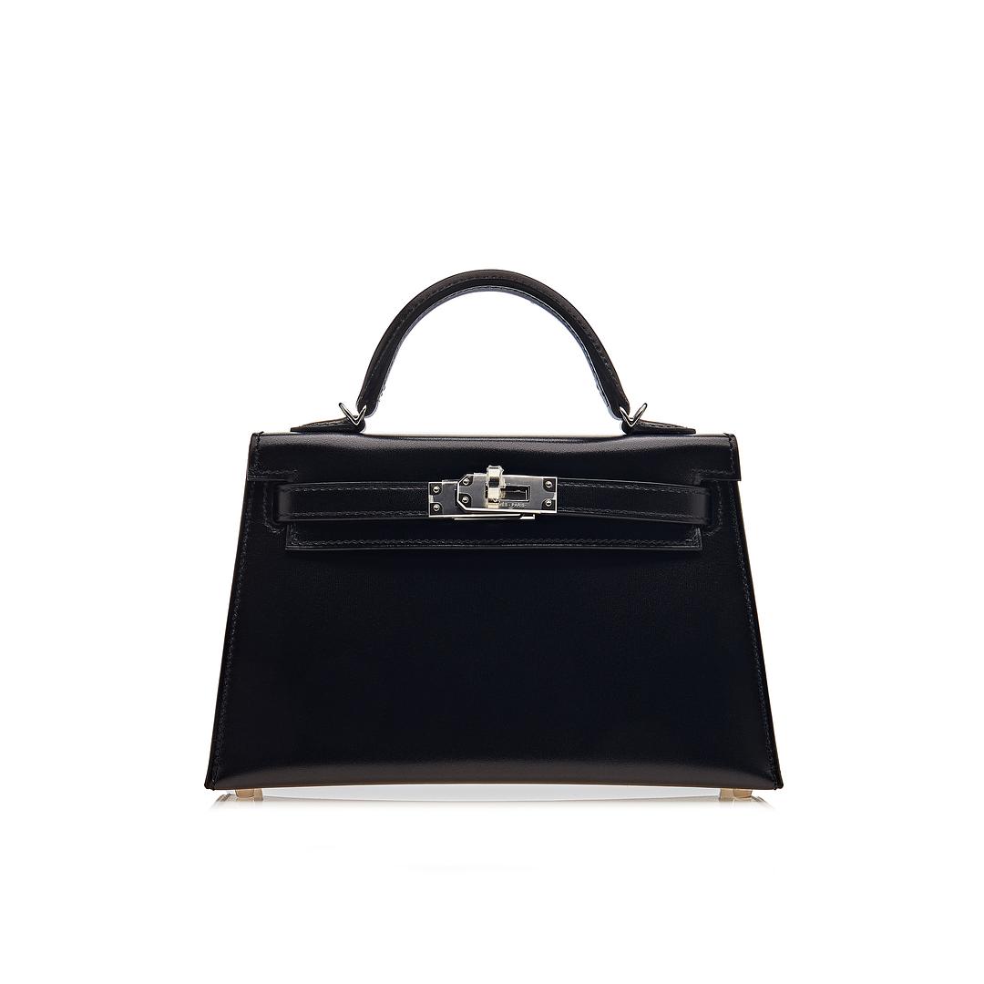 Top quality Hermes Kelly II Sellier Mini 89 Noir Box Leather
