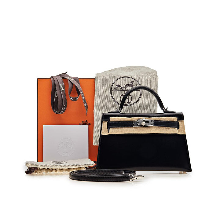 Top quality Hermes Kelly II Sellier Mini 89 Noir Box Leather