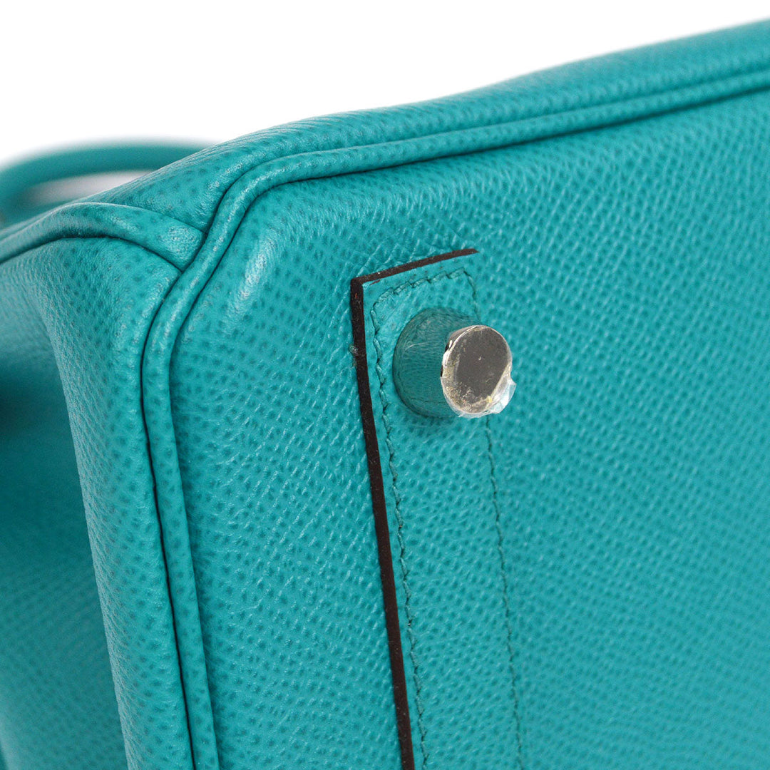 Hermes * 2012 BIRKIN 25 Blue Paon Veau Epsom