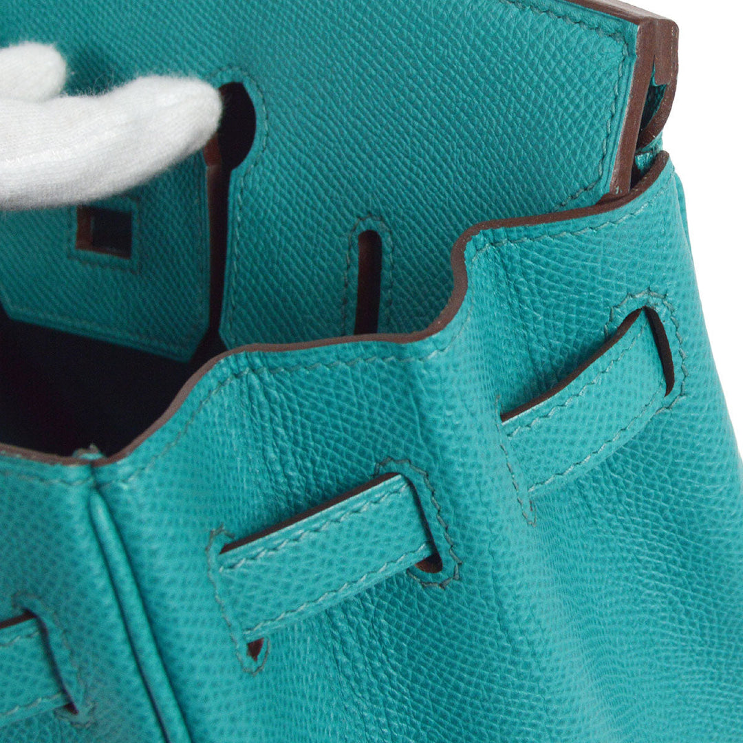 Hermes * 2012 BIRKIN 25 Blue Paon Veau Epsom